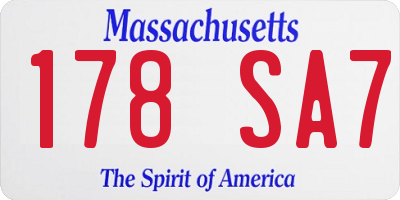 MA license plate 178SA7