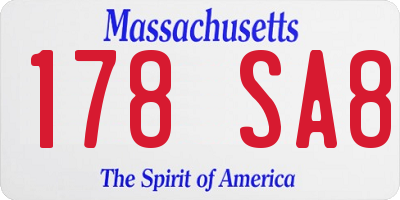 MA license plate 178SA8