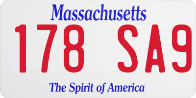 MA license plate 178SA9