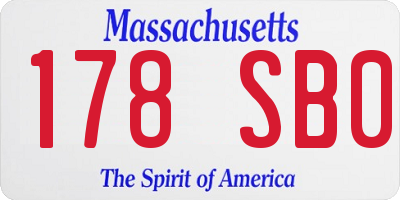 MA license plate 178SB0