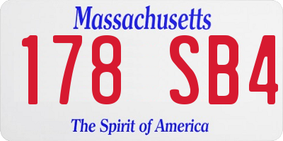 MA license plate 178SB4