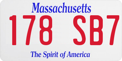 MA license plate 178SB7