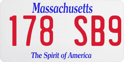 MA license plate 178SB9