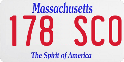 MA license plate 178SC0