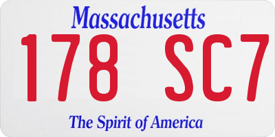 MA license plate 178SC7