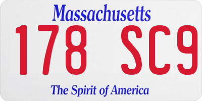 MA license plate 178SC9