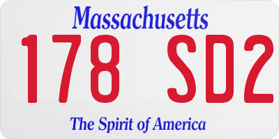 MA license plate 178SD2