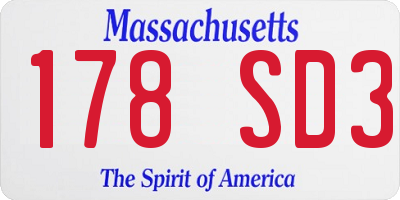 MA license plate 178SD3