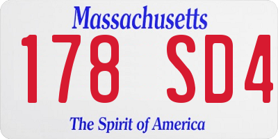 MA license plate 178SD4
