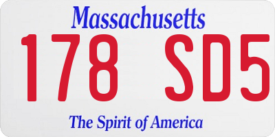 MA license plate 178SD5