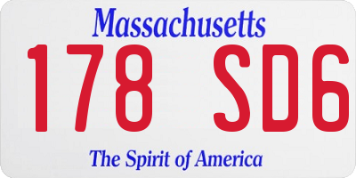 MA license plate 178SD6