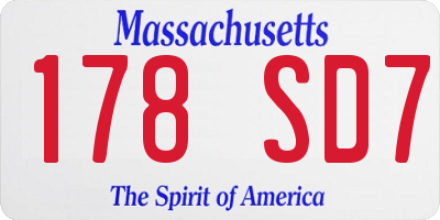 MA license plate 178SD7