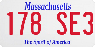MA license plate 178SE3