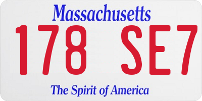 MA license plate 178SE7