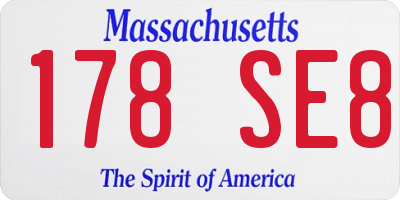 MA license plate 178SE8