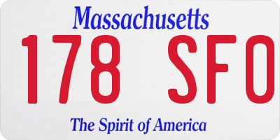 MA license plate 178SF0