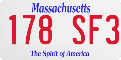 MA license plate 178SF3