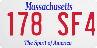 MA license plate 178SF4