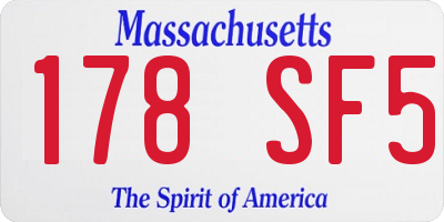 MA license plate 178SF5