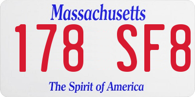 MA license plate 178SF8