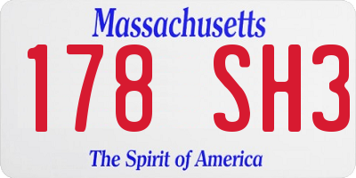 MA license plate 178SH3