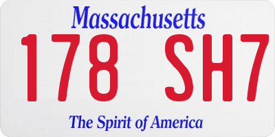 MA license plate 178SH7