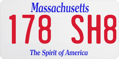 MA license plate 178SH8