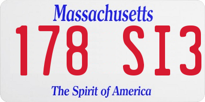 MA license plate 178SI3