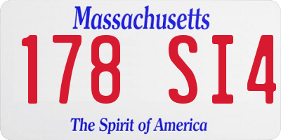 MA license plate 178SI4