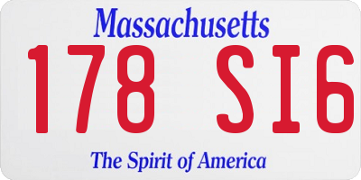 MA license plate 178SI6