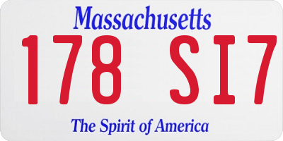 MA license plate 178SI7