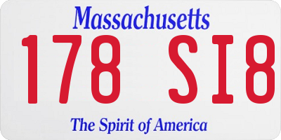 MA license plate 178SI8
