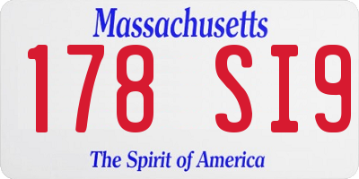 MA license plate 178SI9