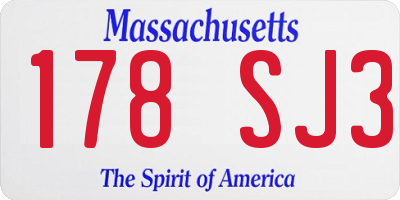 MA license plate 178SJ3