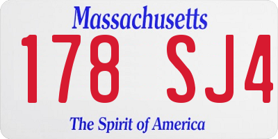 MA license plate 178SJ4