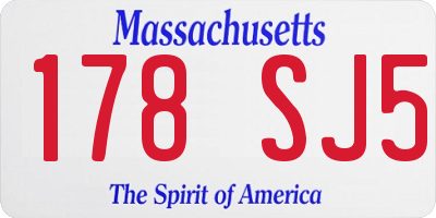 MA license plate 178SJ5