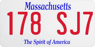 MA license plate 178SJ7