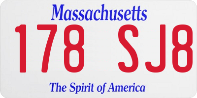 MA license plate 178SJ8