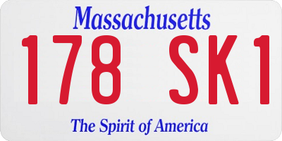 MA license plate 178SK1