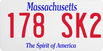 MA license plate 178SK2