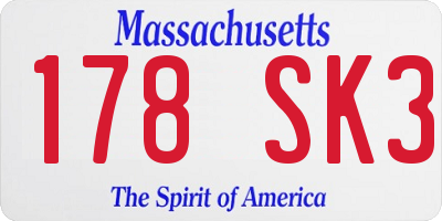 MA license plate 178SK3