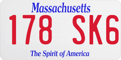 MA license plate 178SK6