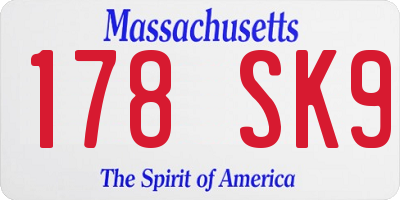 MA license plate 178SK9