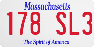 MA license plate 178SL3