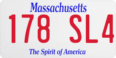 MA license plate 178SL4
