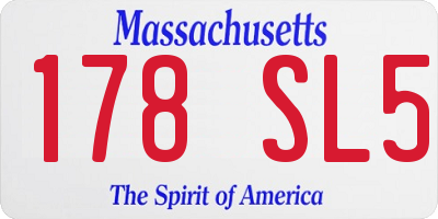 MA license plate 178SL5