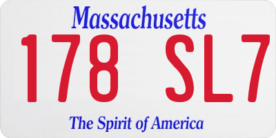 MA license plate 178SL7