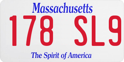 MA license plate 178SL9