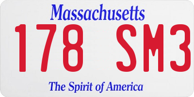 MA license plate 178SM3