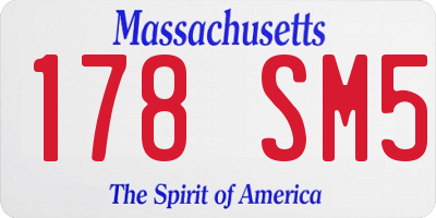 MA license plate 178SM5